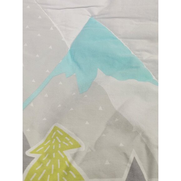 Cloud Island Quilted Blanket Mountains Trees Clouds Blue White Gray Wall Crib - Picture 7 of 12